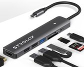 Strolox® 7 in 1 USB C hub | USB Splitter 3.0 | 4K HDMI | USB C Oplader | Micro SD / TF Kaartlezer | 1 x USB 3.0 | 2 x USB 2.0 | MacBook Dock | Space Grey