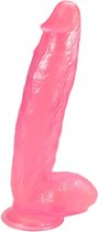 Nooitmeersaai - Siliconen dildo roze met zuignap - 30 cm