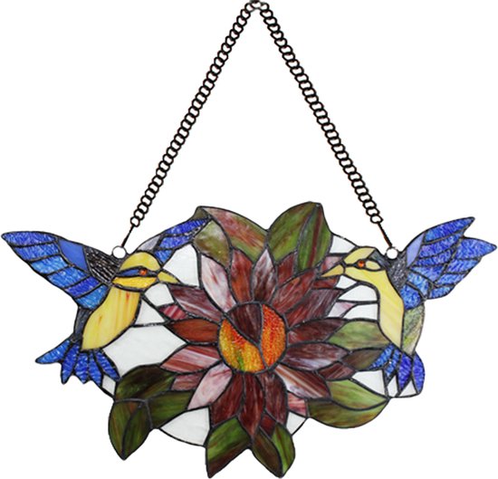 Plombs Glas Panneau Tiffany Vogels 50*60cm Verre Brun Glas Art Glas Panneau Plombs Pendentif