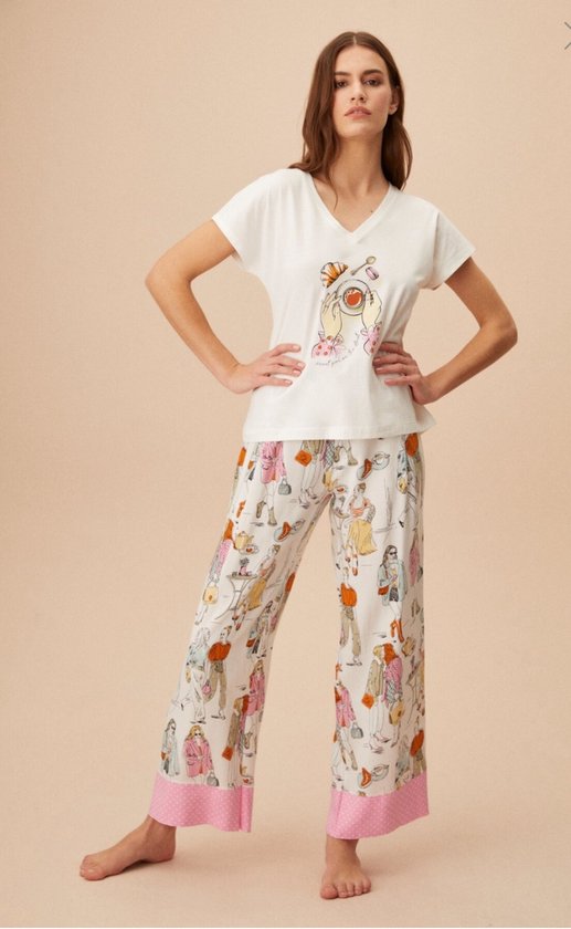 Suwen- Dames Pyjama Set -Homewear -Satijn Roze Maat XL
