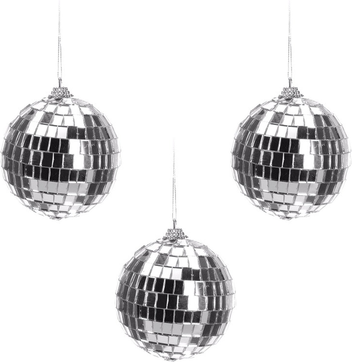 6x Zilveren disco kerstballen discoballen/discobollen 8 cm Spiegelballen kerstballen...