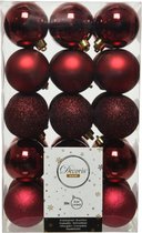 30x boules de Noël en plastique rouge foncé (sang de boeuf) 6 cm - Boules de Noël en plastique incassables