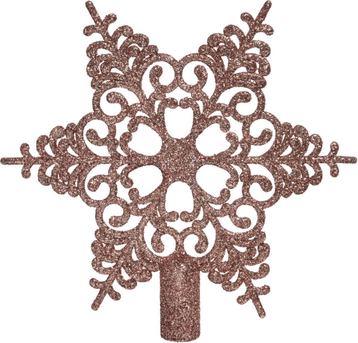 Ster piek/kerstboom topper met glitters - lichtroze (blush pink) - 19 cm - Kerstversiering/kerstboomversiering