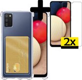 Samsung A03s Hoesje Pasjeshouder Case Met 2x Screenprotector - Samsung Galaxy A03s Pasjeshouder Card Case Hoesje Met 2x Screenprotector - Transparant