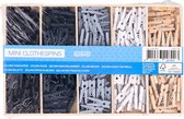 Wasknijpers mini | Hobby mini knijpers| Mini wasknijpers | 200 stuks | Verschillende kleuren | Inclusief handige opbergdoos