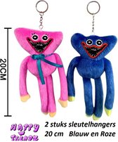 Happy Trendz® Poppy Playtime Sleutelhangers 2 stuks! - Poppy - Kissy Missy - 20 cm - Extra Zacht - Roze - Bauw - Poppy Play-time Roblox Plush Toy - Pasen