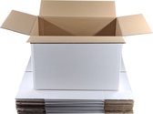 Witte Kartonnen Doos - Extra Sterk - 10 stuks - 485 × 318 × 320 mm - Dubbelwandig - Verzenddoos - 50L inhoud - Ideaal voor versturen/opbergen/verhuizen