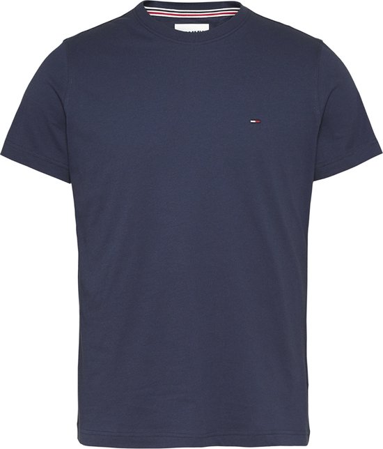 Tommy Jeans - Heren Tee SS Flag Slim Fit Shirt - Blauw - Maat XL