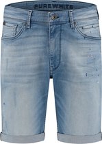 Purewhite -  Heren Slim Fit   Korte Broek  - Blauw - Maat 34