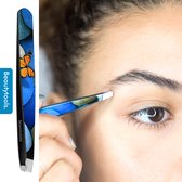 Beauty Tools Pince à épiler / pince à épiler professionnelle pour sourcils: papillon bleu - pointe oblique - (BT-1871)