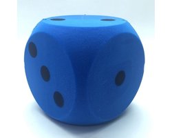 Grote dobbelsteen - 2x - blauw - 16 x 16 cm - foam - groot formaat - dobbelspel dobbelsteen