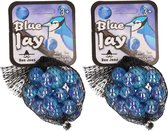 42x Blue Jay knikkers in netjes - Blauwe knikkers - Buitenspeelgoed voor kinderen