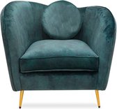 Fauteuil "Chic" - 1 zit - Velvet Groen - Vintage zetel - B 90 cm - Design fauteuil - Modern