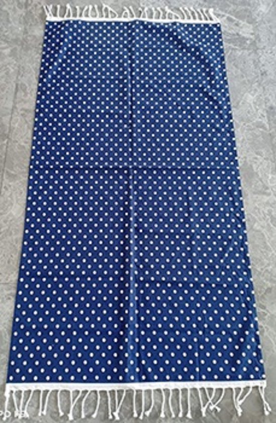 Hamam doek XL d.blauw m witte stippen 90 x 170cm