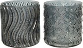 Decoris Theelichthouder - Branders - 10x10x11 cm Grijs