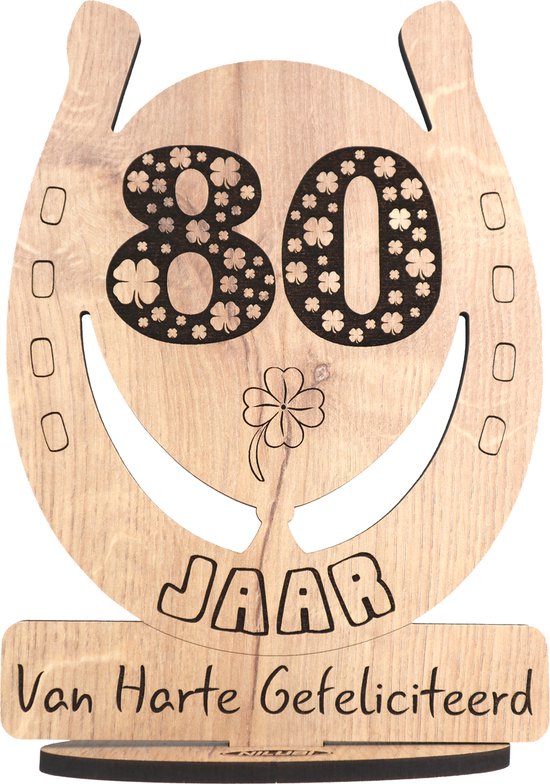 80 jaar - houten verjaardagskaart - wenskaart om iemand te feliciteren -  kaart... | bol.