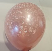 mini Ballon "Just Married" : 50 x Ballon 12 cm / transparant (clear) / merk : Sempertex