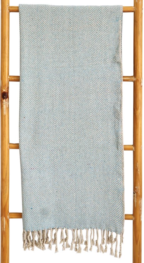 Plaid vervaardigd uit gerecycled katoen van Naturn Living | 150 x 125 cm | interieur deken | plaids woonaccessoires | Blauw