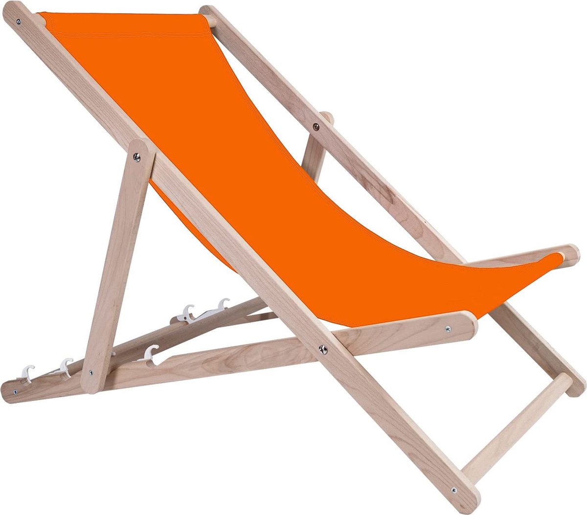 Strandstoel Holtaz Sam - Inklapbaar - Hout - Comfortabele zonnebed - ligbed met verstelbare lighoogte - oranje
