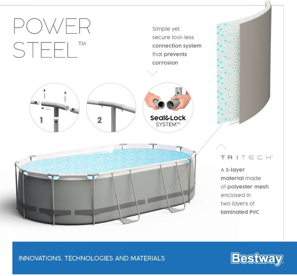 Bestway Power Steel kit piscine ovale 488x305x107 cm 56448