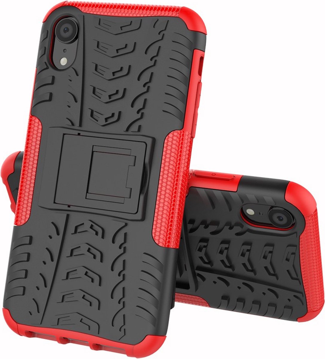 Peachy Hybride standaard case shockproof hoesje geschikt voor iPhone XS Max - Rood