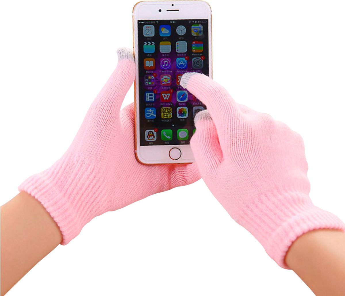 Peachy Winter touchscreen handschoenen lichtroze wol