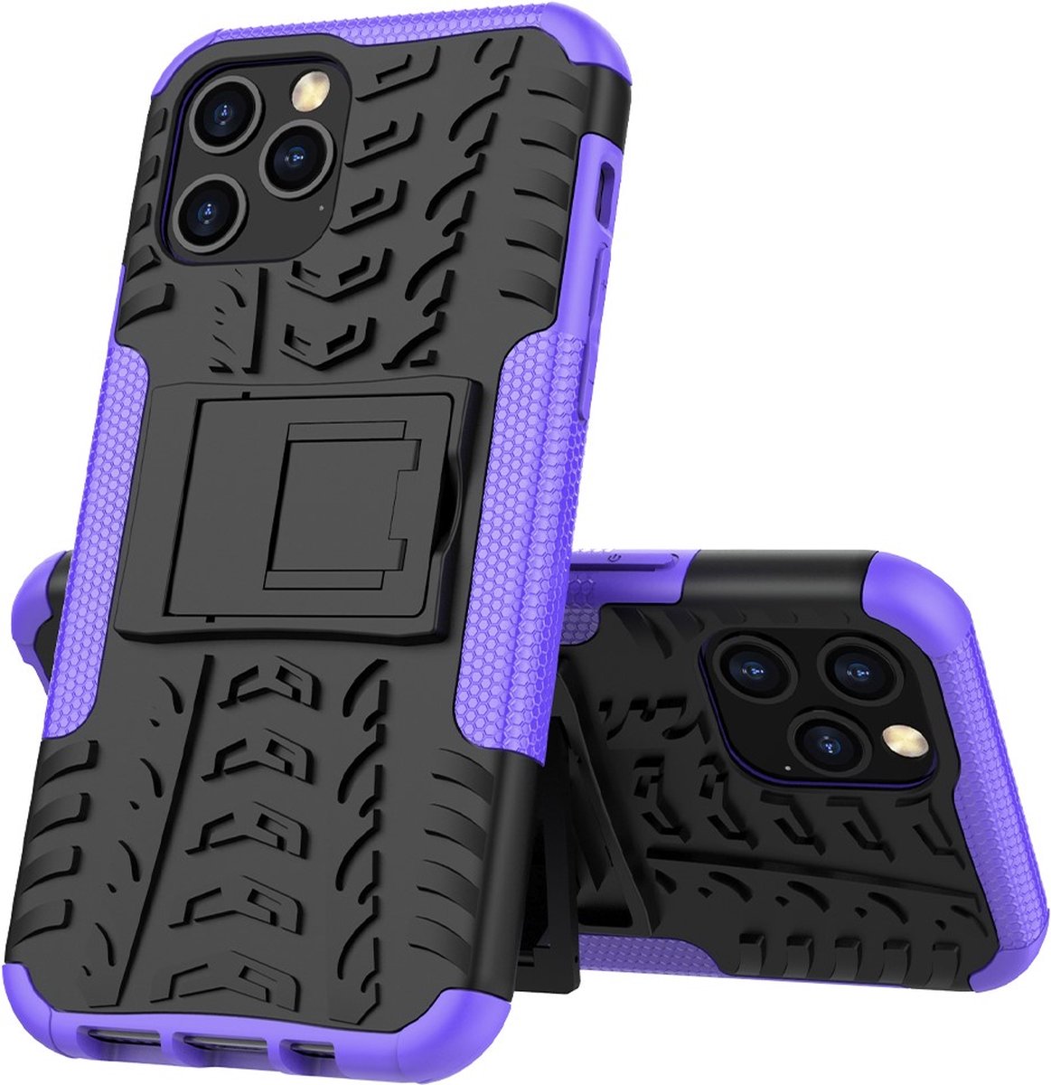 Peachy Shockproof schokabsorberend TPU hoesje geschikt voor iPhone 12 en iPhone 12 Pro - zwart met paars