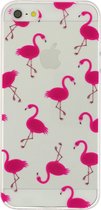 Peachy Transparant Roze flamingo TPU hoesje iPhone 5 5s SE 2016 case cover