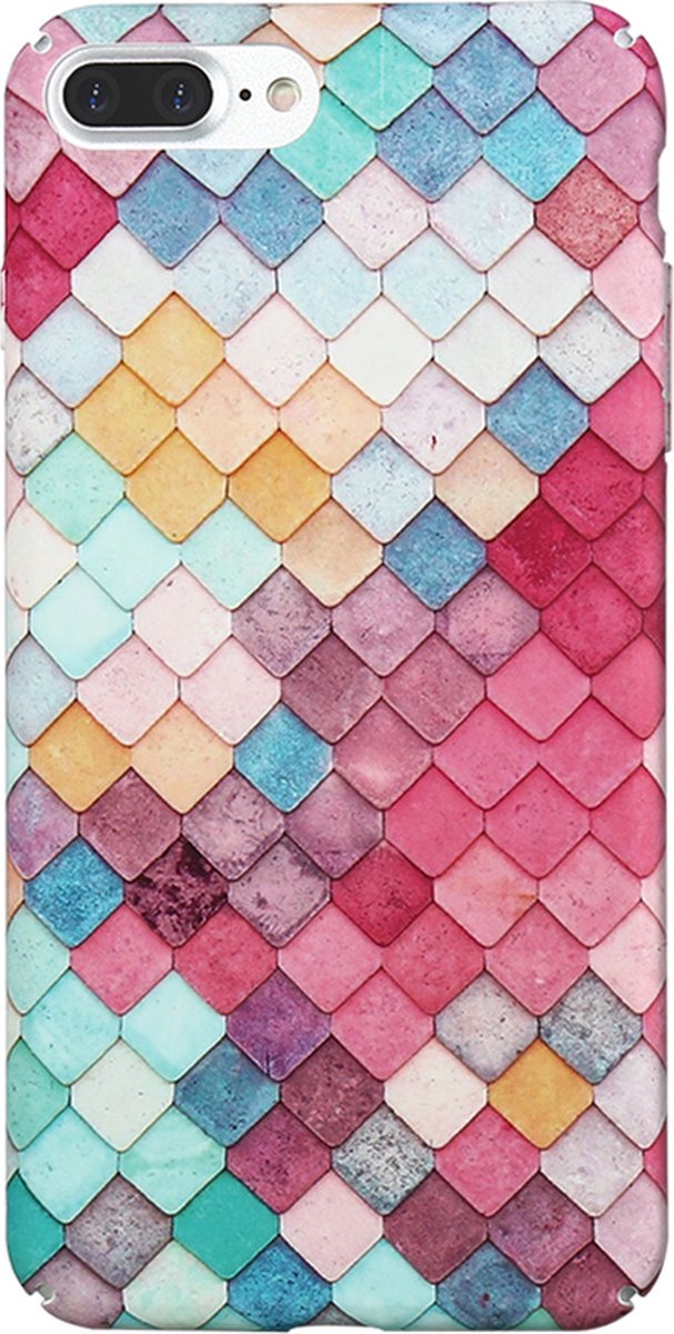 Peachy Gekleurde schubben hardcase geschikt voor iPhone 7 Plus 8 Plus hoesje cover