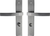 INSPIRE - ferrure 2 portes LOUNA - jeu de plaques longues pour portes de salle de bain & WC - entraxe 195 mm - aluminium - gris foncé mat