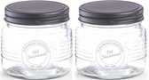 2x bocaux en Verres / pots de stockage 420 ml démodés 10 x 9 cm - Zeller - Ustensiles de cuisine - Pot de rangement / pot de stockage - Consservation alimentaire