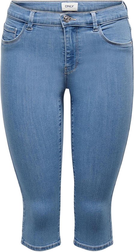 ONLY Onlrain Life Reg SK Knickers DNM Noos – Pantaloncini In Jeans Con Elastico In Vita E Tasche Posteriori. Vestibilità Skinny, Vita Media.