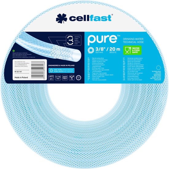 Cellfast 3-laags slang Drinkwaterslang gemaakt van POE 9 mm diameter