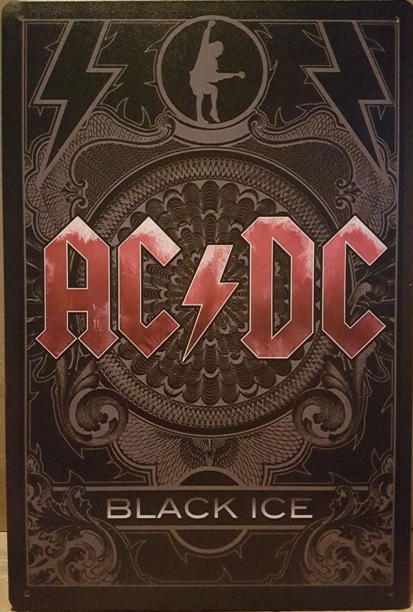 ACDC Black ice Reclamebord van metaal METALEN-WANDBORD - MUURPLAAT - VINTAGE - RETRO - HORECA- BORD-WANDDECORATIE -TEKSTBORD - DECORATIEBORD - RECLAMEPLAAT - WANDPLAAT - NOSTALGIE -CAFE- BAR -MANCAVE- KROEG- MAN CAVE