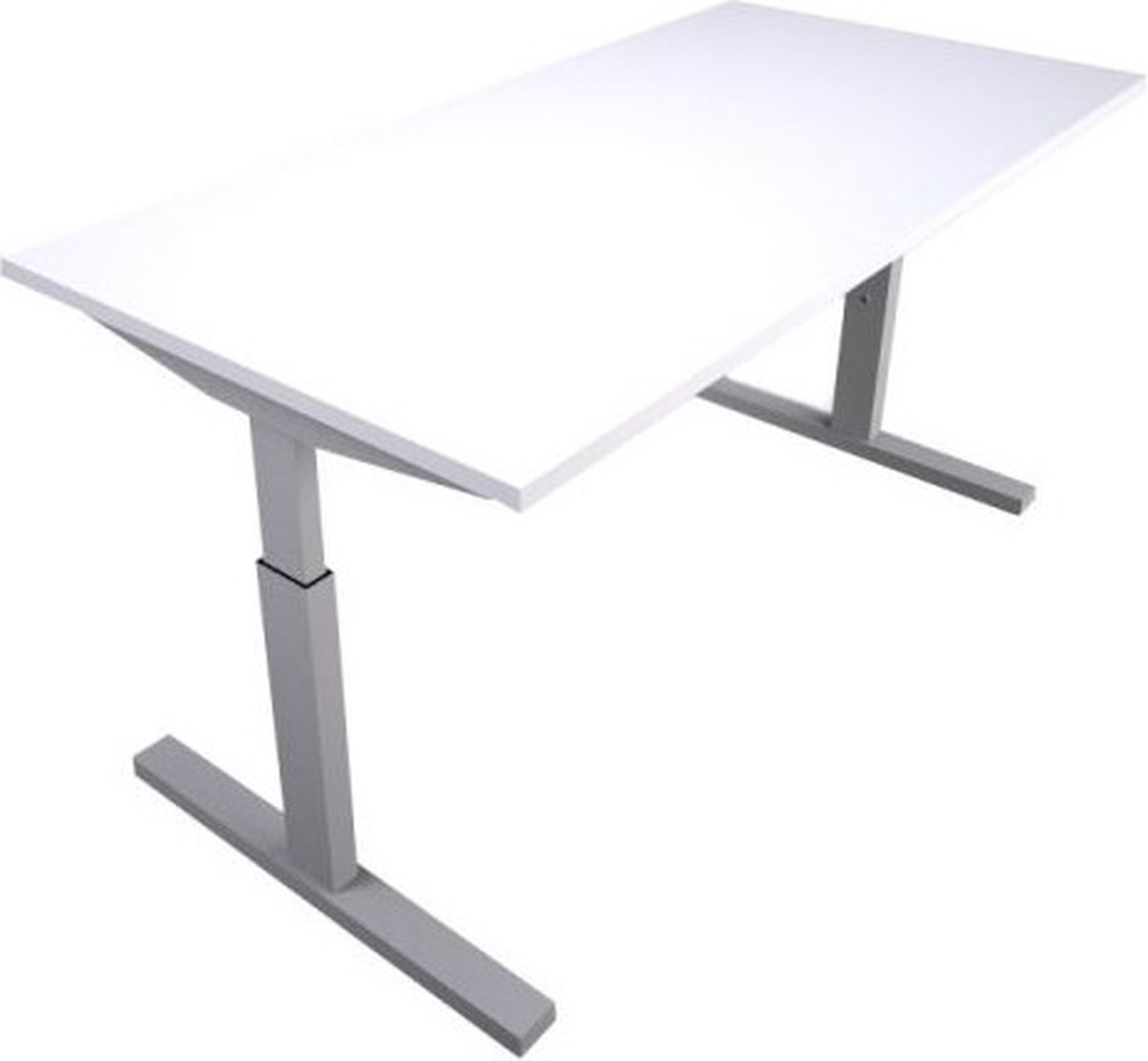 Offeco  Bureau Lobo  - Verstelbaar - Bureaus - Bureau - Kantoormeubels - Game bureau - height adjustable desk - Gaming desk - computertafel - Thuiswerken - 160x80cm - Aluminium - Wit-- blad-  onderstel- x80