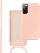 xoxo Wildhearts silicone case met koord - Telefoonhoesje met koord - Backcover hoesje met telefoonkoord - Lovely Pink Cord Case - geschikt voor Samsung Galaxy S20 FE - roze