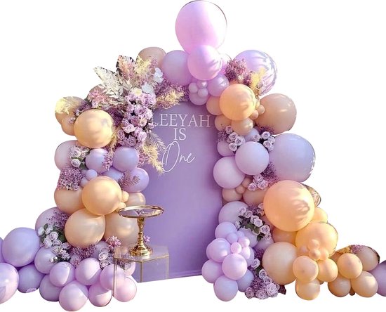 Arche de ballons violet - 107 ballons violets & pêche - Articles de fête &  décoration