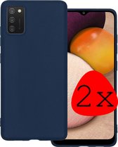 Hoes Geschikt voor Samsung A03s Hoesje Siliconen Back Cover Case - Hoesje Geschikt voor Samsung Galaxy A03s Hoes Cover Hoesje - Donkerblauw - 2 Stuks