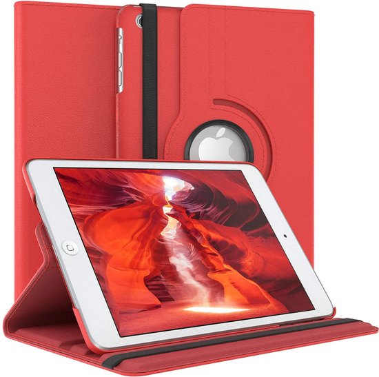 Draaibare iPad Air 2 Hoes - iPad Air 2 (9.7 inch)) Hoesje Rood - Hoes voor Apple iPad Air 2e Generatie (9.7 inch) - Eco-Leer - Volledige Bescherming tot 2 meter