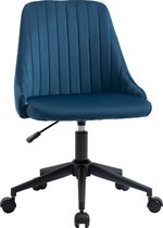 Bol.com Vinsetto Kantoorstoel draaistoel ergonomisch lijndesign fluweelzacht polyester blauw 921-488 aanbieding