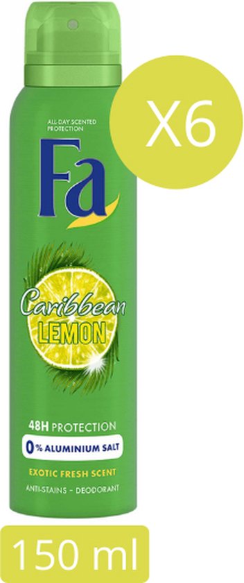 Fa Caribbean Lemon Deodorant - 6 x 150 ml