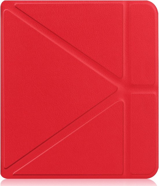 Lunso - Origami sleepcover hoes - Geschikt voor Kobo Libra 2 (7 inch) - Rood van Lunso — afbeelding 4