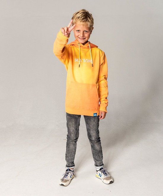SEA'SONS - Hoodie Jongens/Meisjes - Kleurveranderend - Tie-Dye - Oranje/Geel - Maat 116