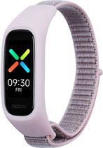Nylon Smartwatch bandje - Geschikt voor Oppo band nylon bandje - pink sand - Strap-it Horlogeband / Polsband / Armband - Oppo band nylon band