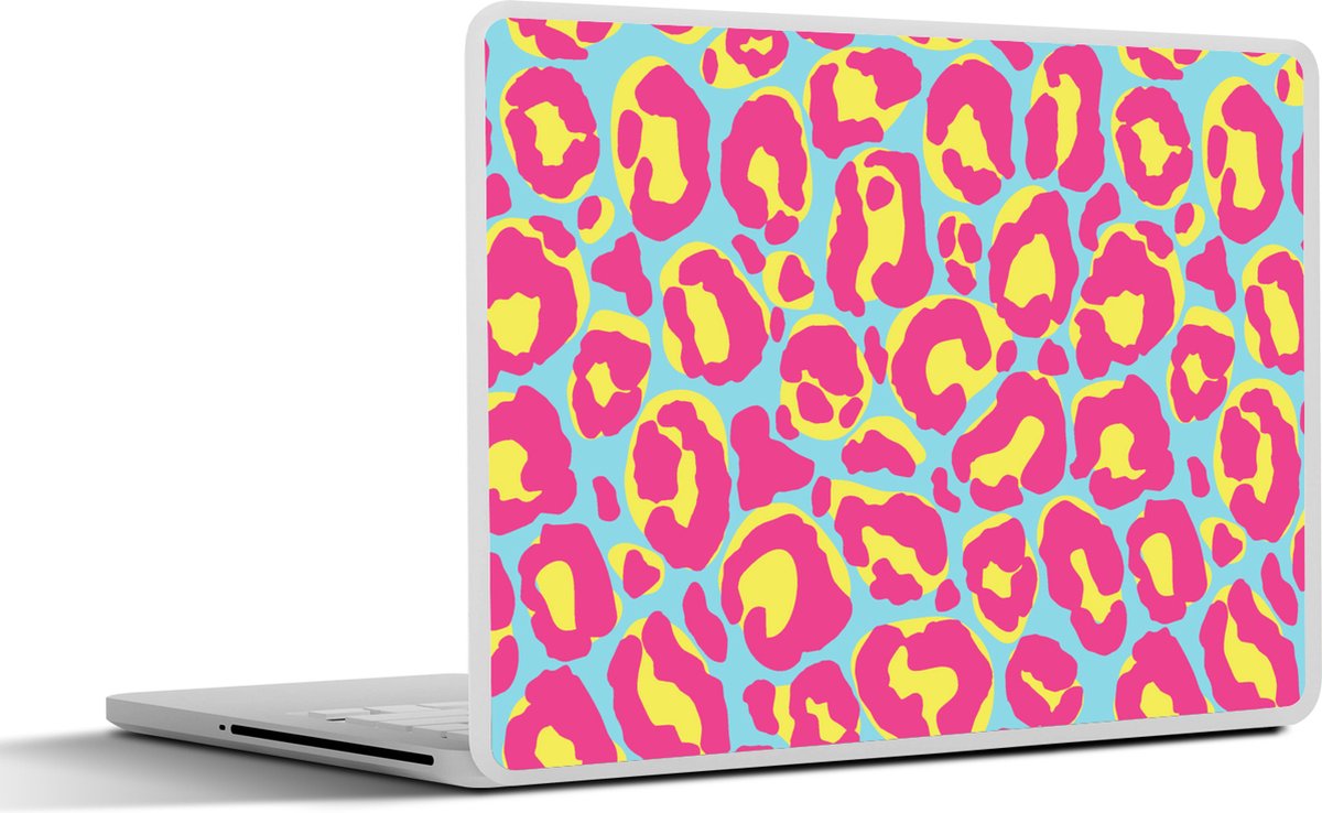 Laptop sticker - 10.1 inch - Panterprint - Roze - Geel - Patroon - 25x18cm - Laptopstickers - Laptop skin - Cover