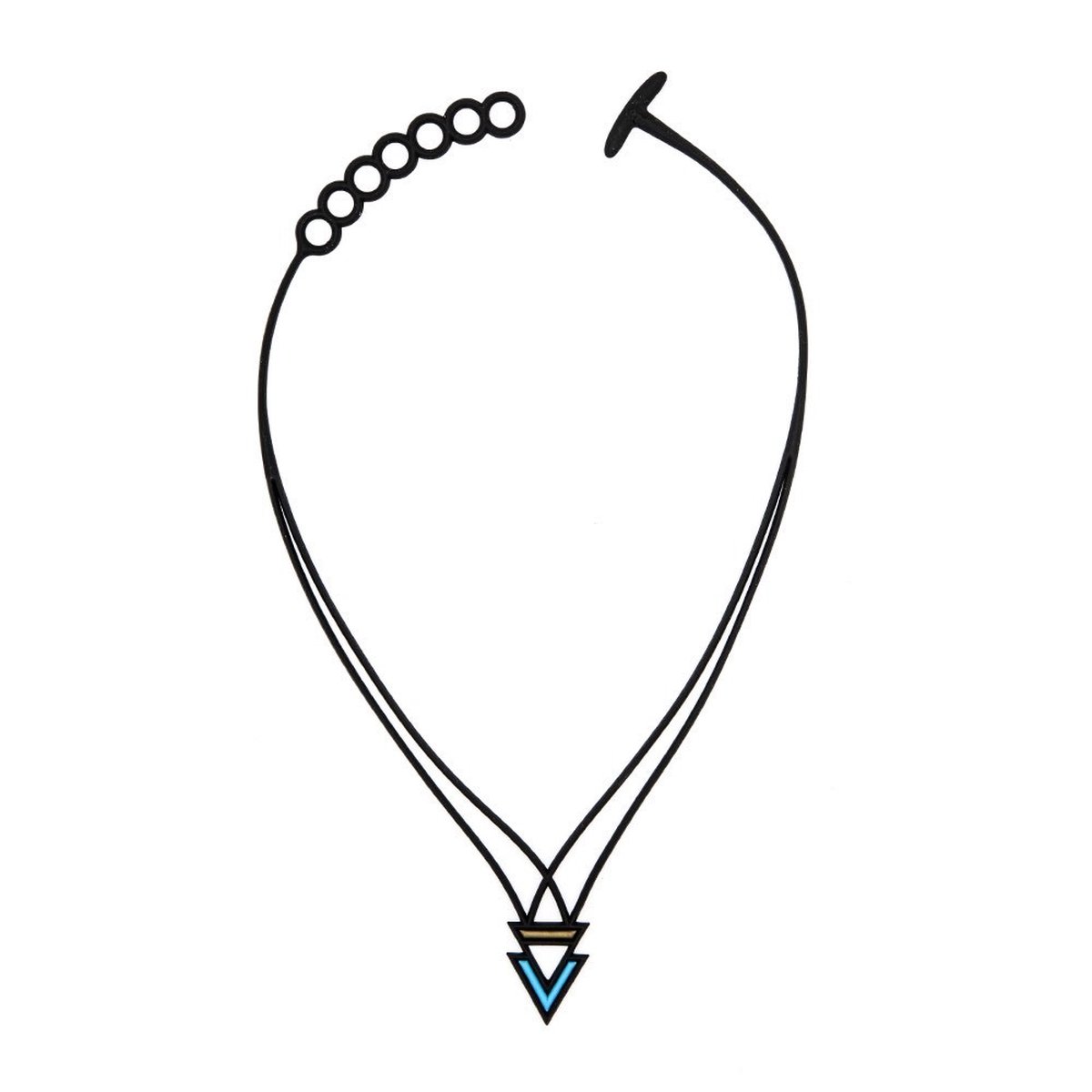 Batucada - Bermudes - Collier - Plantaardige Oorsprong en Hypoallergeen - Vrouwen - Ketting - driehoek – Antiallergisch halsketting - Blauw – Goud - lengte 40/45 cm – effect Tattoo - ziet er uit als Rubber