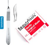 BeautyTools Set Scalpels met Bistouri Houder nr. 3 + Scalpel Mesjes nr. 10 (100 stuks) - Steriel Verpakt (BP-0645)