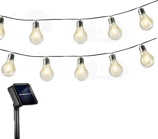 Guirlande lumineuse de Jardin avec 10 lampes et panneau solaire. Étanche 4,25  mètres.... | bol.com