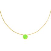 Stainless steel necklace smiley - Yehwang - Ketting - One size - Goud/Groen