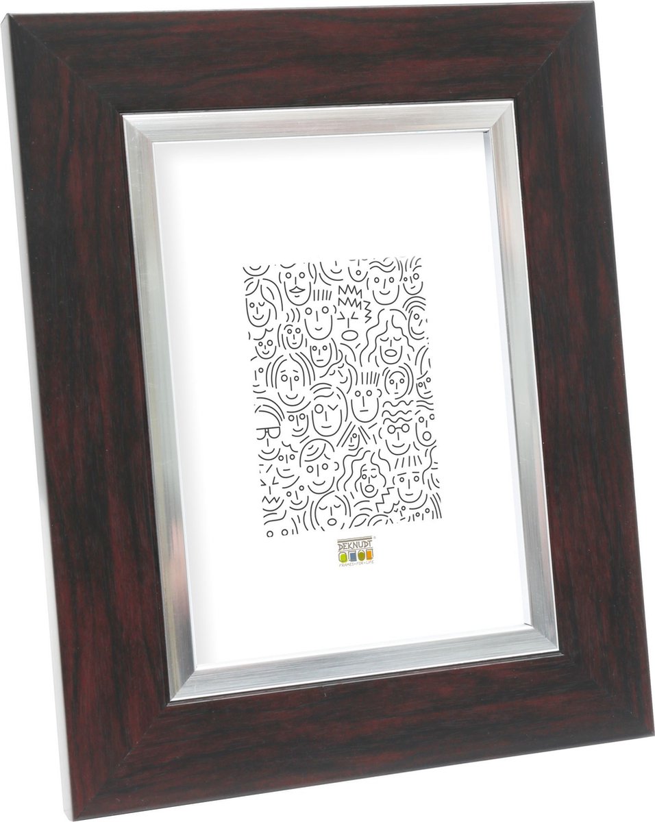 Deknudt Frames fotolijst S41NH4 - bruin met zilverbies - 15x20 cm